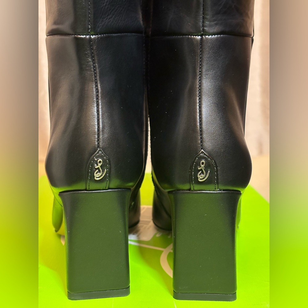 NWB -Sam Edelman Sylvia, Black Leather Knee High Boots Size 8 - Picture 7 of 7